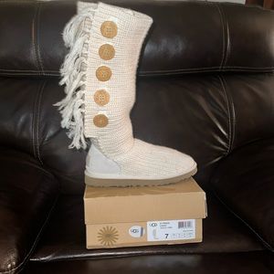 Cream Sweater boots